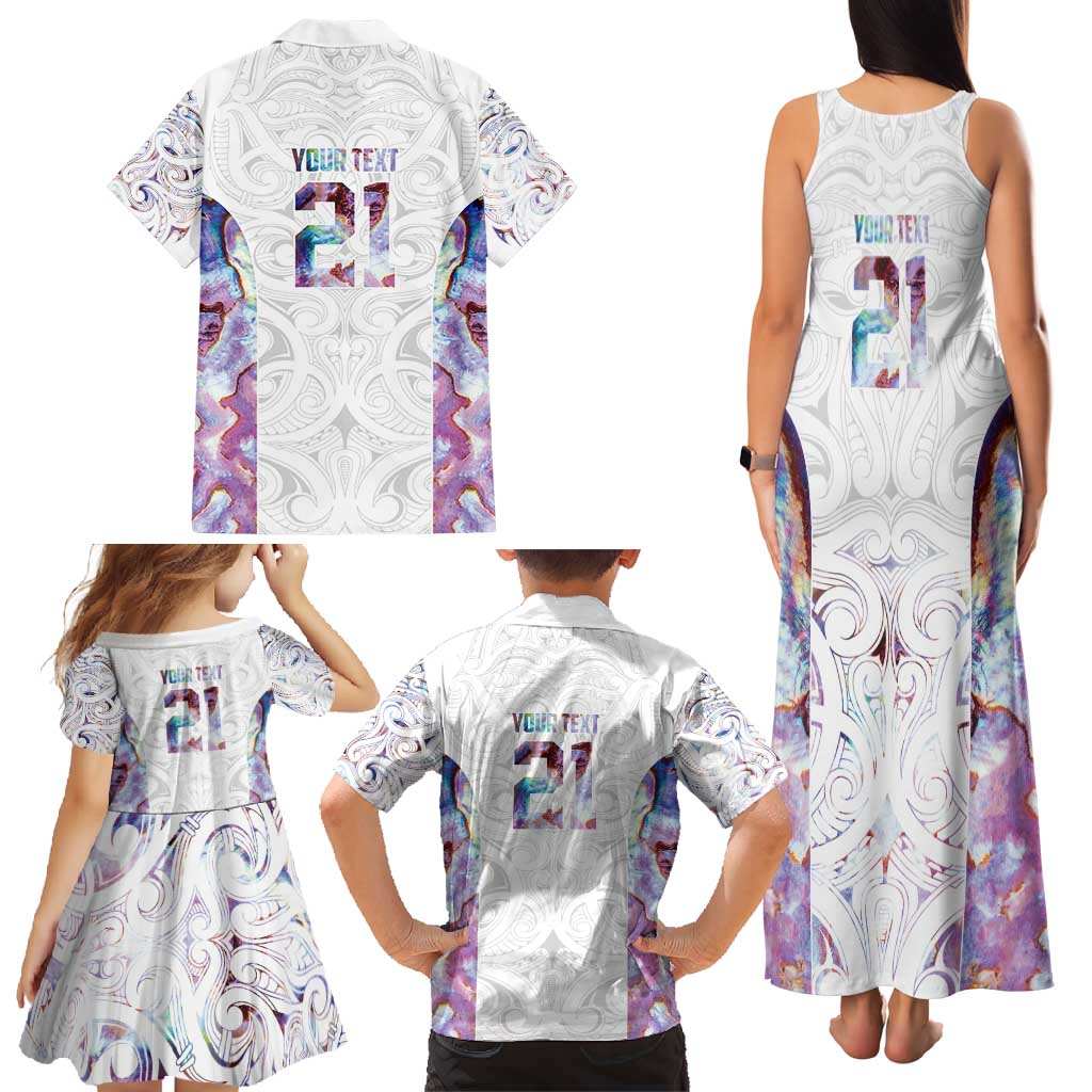 Custom New Zealand Aotearoa Family Matching Tank Maxi Dress and Hawaiian Shirt Pink Maori Paua Shell Indigenous - Aussie Hoodie