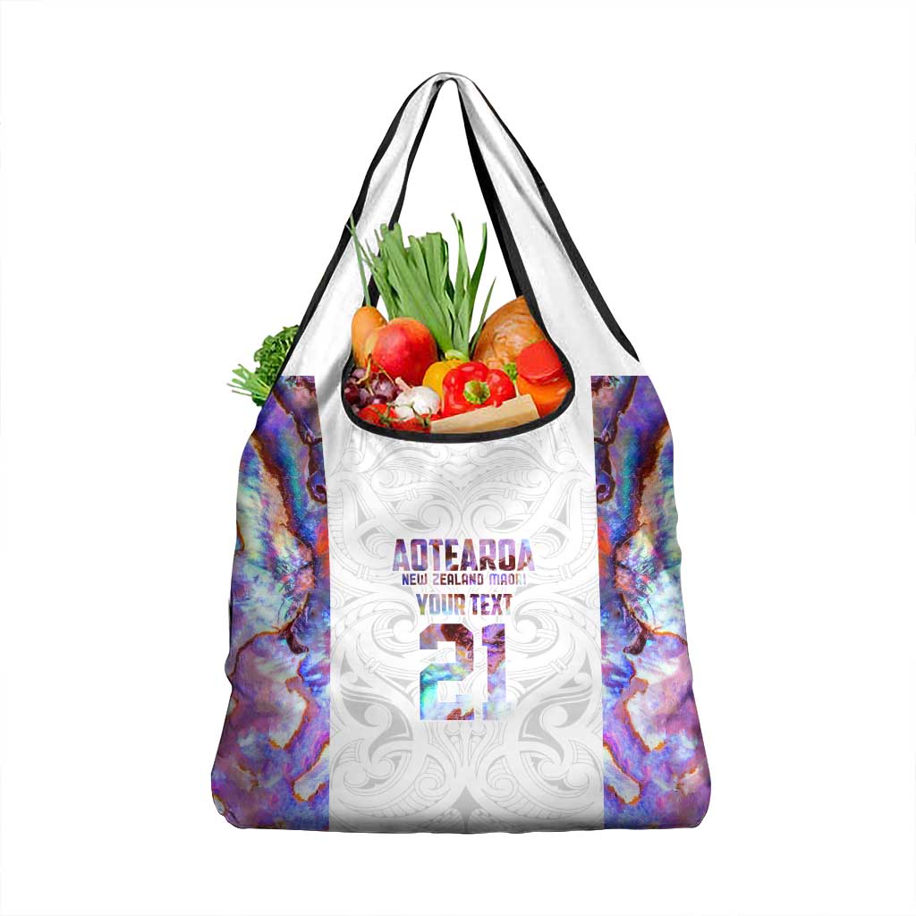 Custom New Zealand Aotearoa Grocery Bag Pink Maori Paua Shell Indigenous - Aussie Hoodie