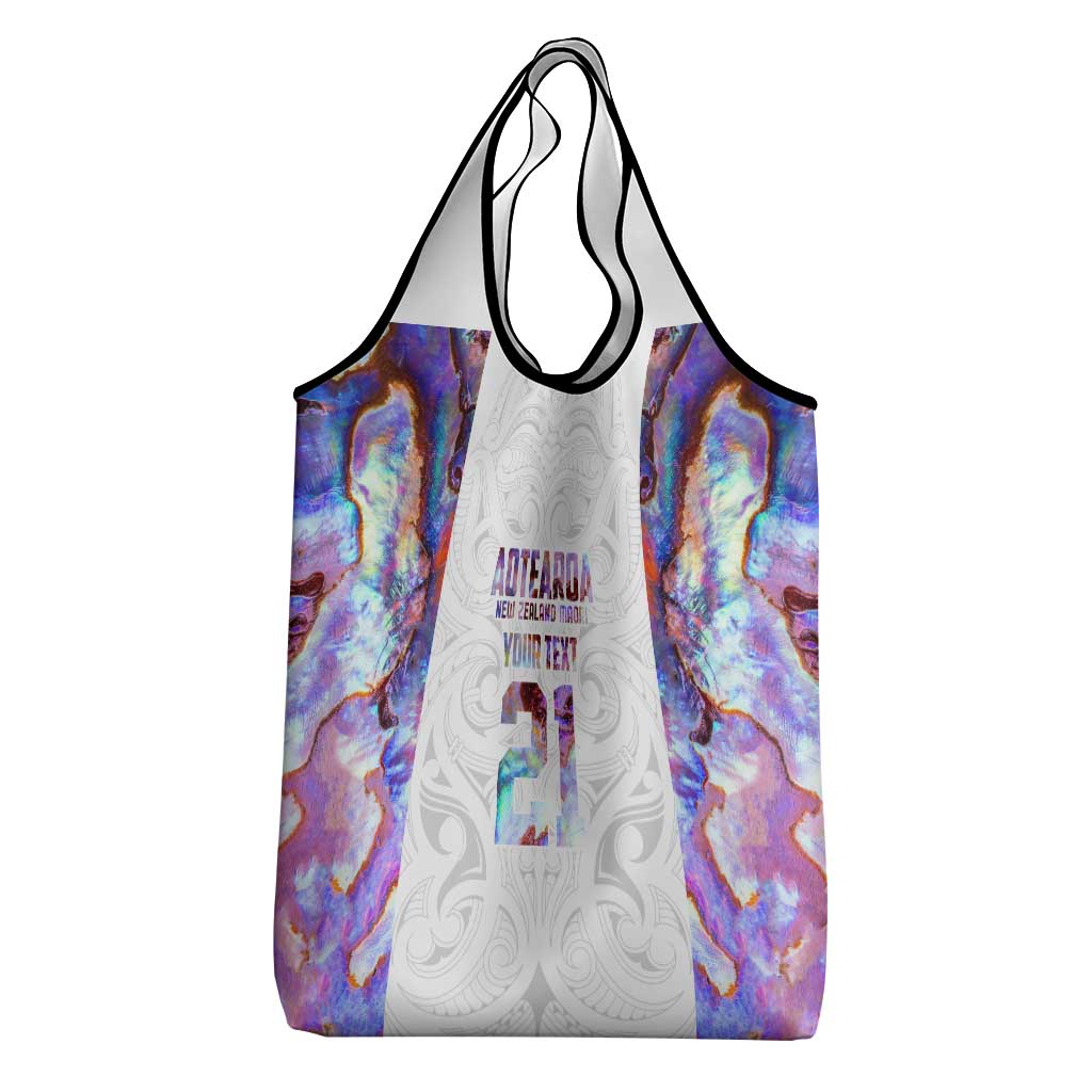 Custom New Zealand Aotearoa Grocery Bag Pink Maori Paua Shell Indigenous - Aussie Hoodie