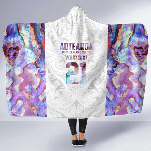 Custom New Zealand Aotearoa Hooded Blanket Pink Maori Paua Shell Indigenous - Aussie Hoodie