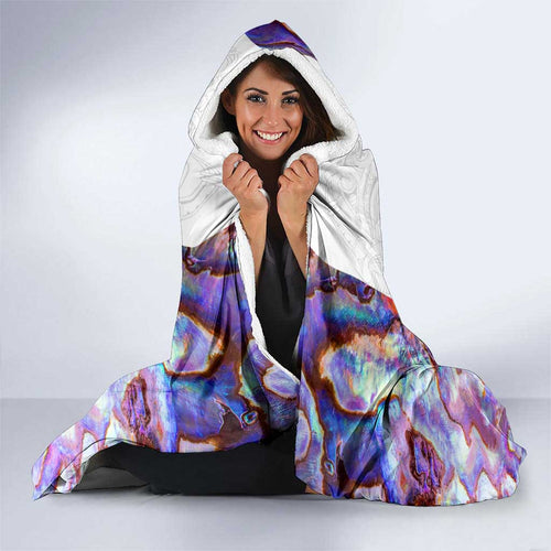 Custom New Zealand Aotearoa Hooded Blanket Pink Maori Paua Shell Indigenous - Aussie Hoodie