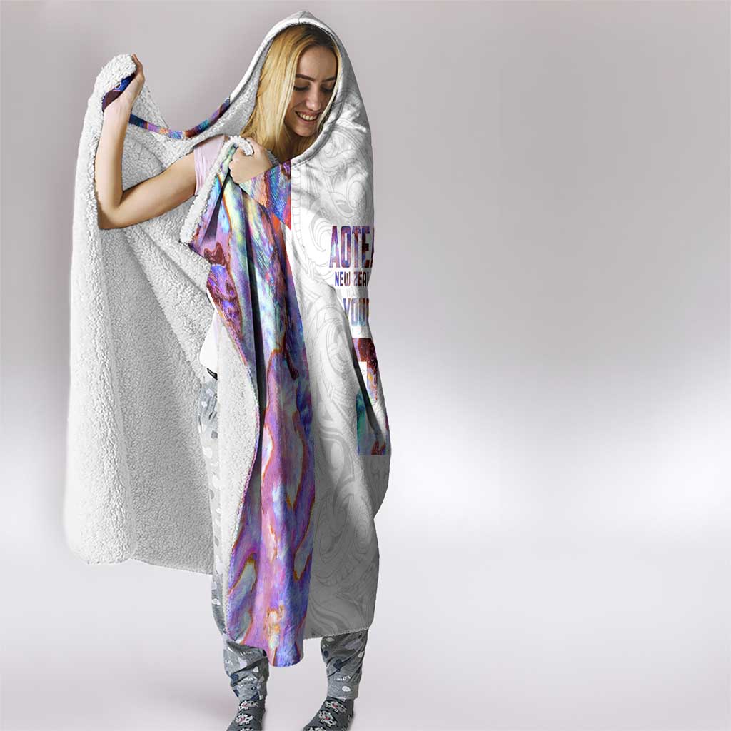 Custom New Zealand Aotearoa Hooded Blanket Pink Maori Paua Shell Indigenous - Aussie Hoodie