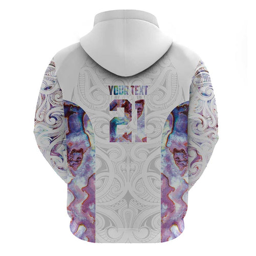 Custom New Zealand Aotearoa Hoodie Pink Maori Paua Shell Indigenous - Aussie Hoodie