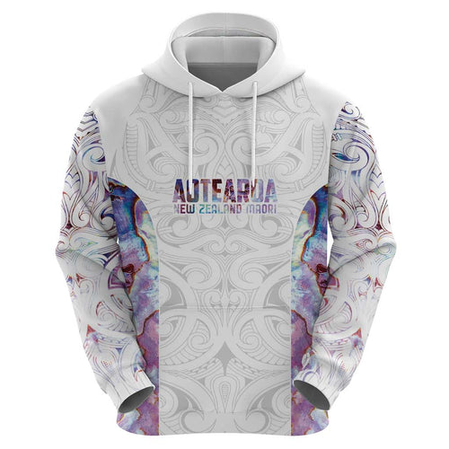 Custom New Zealand Aotearoa Hoodie Pink Maori Paua Shell Indigenous - Aussie Hoodie