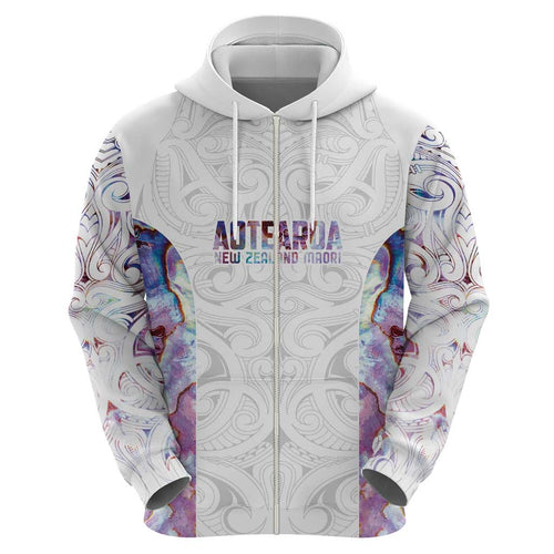 Custom New Zealand Aotearoa Hoodie Pink Maori Paua Shell Indigenous - Aussie Hoodie