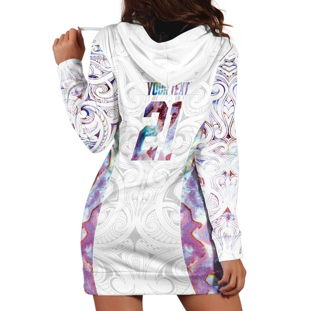 Custom New Zealand Aotearoa Hoodie Dress Pink Maori Paua Shell Indigenous - Aussie Hoodie