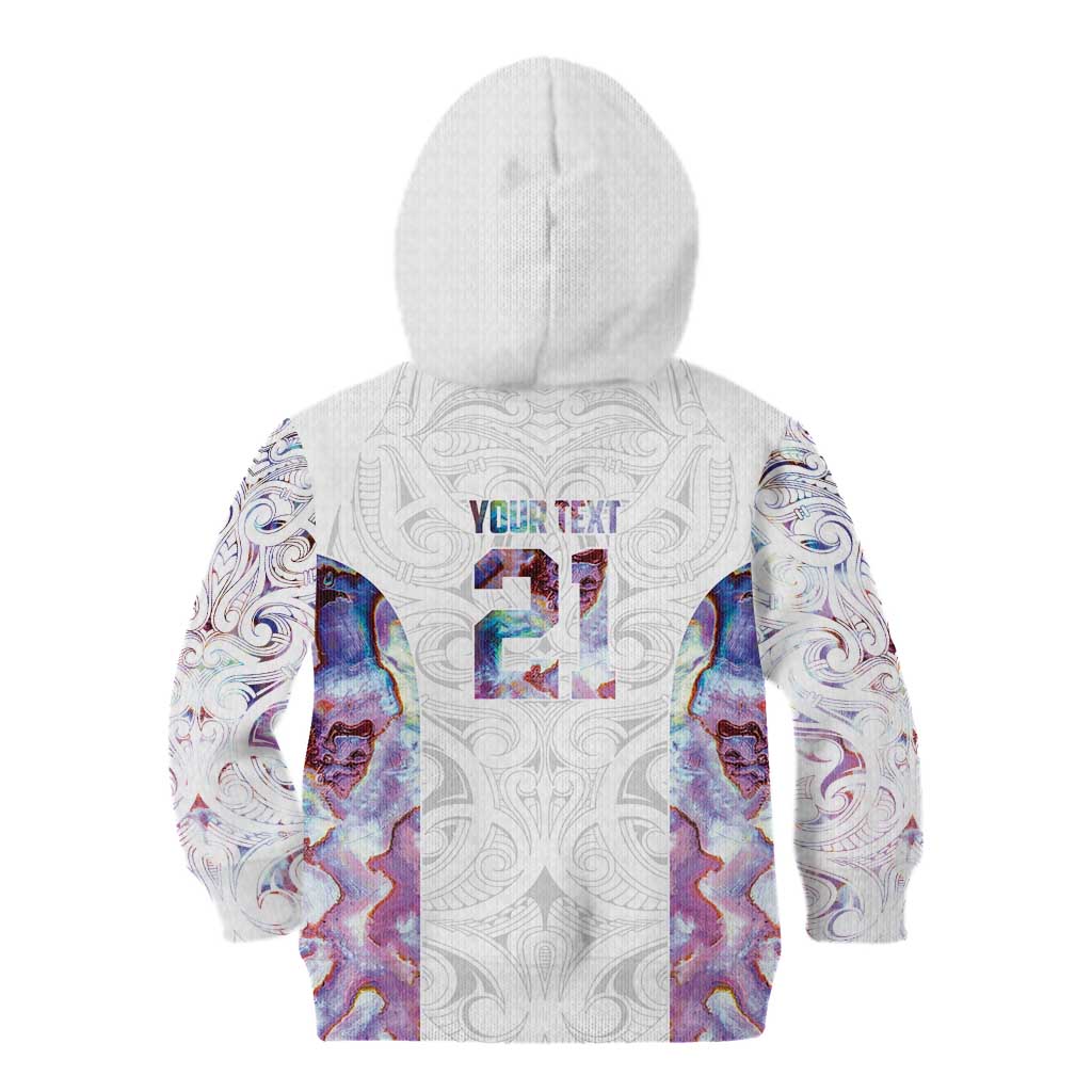 Custom New Zealand Aotearoa Kid Hoodie Pink Maori Paua Shell Indigenous - Aussie Hoodie