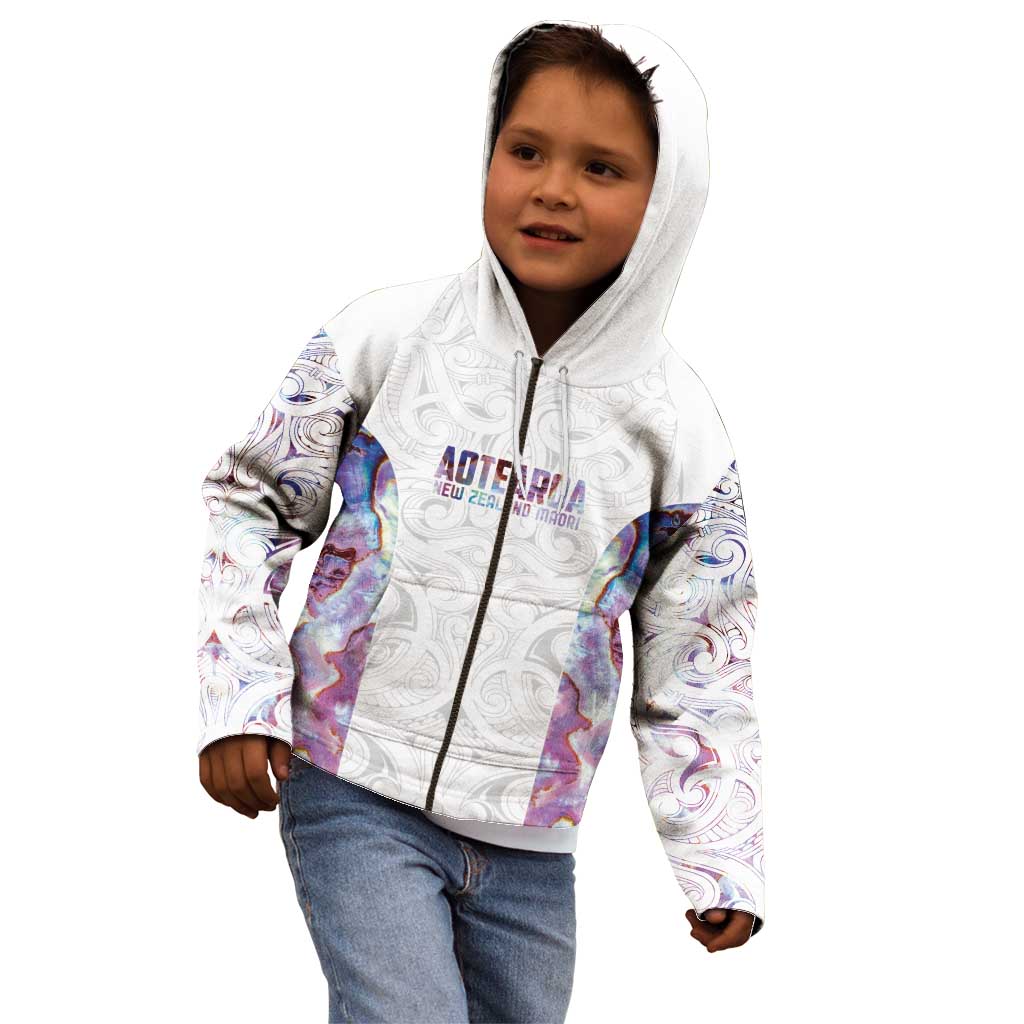 Custom New Zealand Aotearoa Kid Hoodie Pink Maori Paua Shell Indigenous - Aussie Hoodie