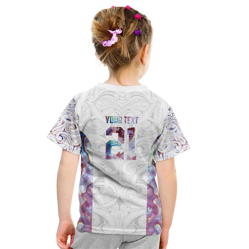 Custom New Zealand Aotearoa Kid T Shirt Pink Maori Paua Shell Indigenous - Aussie Hoodie