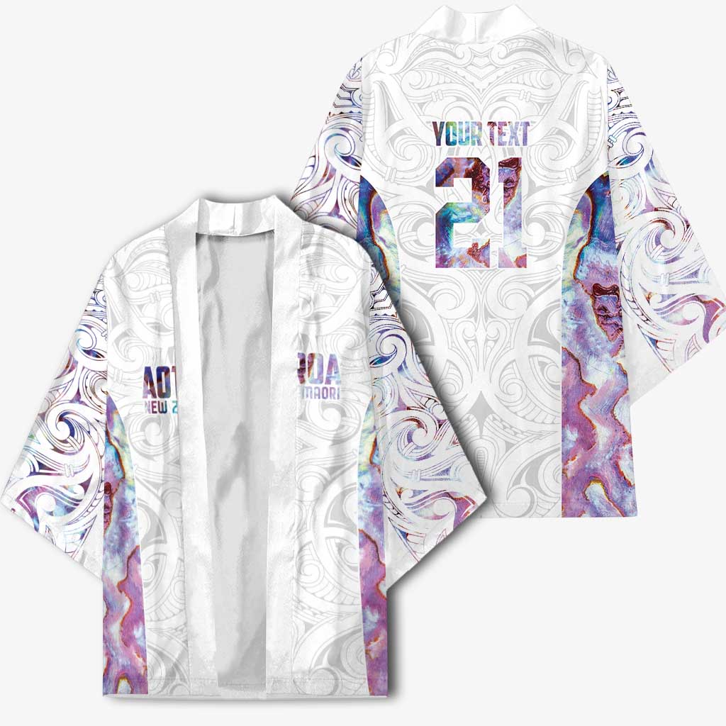 Custom New Zealand Aotearoa Kimono Pink Maori Paua Shell Indigenous - Aussie Hoodie