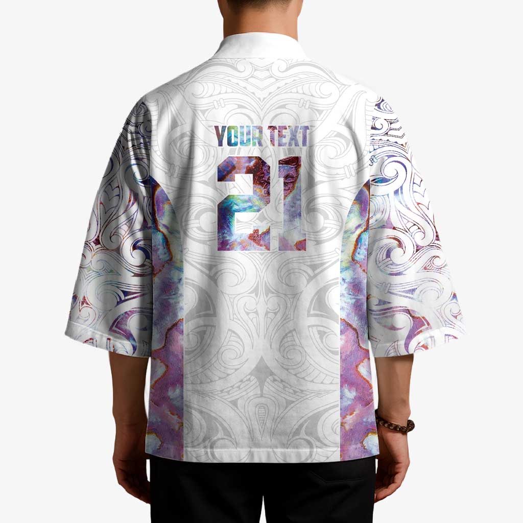 Custom New Zealand Aotearoa Kimono Pink Maori Paua Shell Indigenous - Aussie Hoodie