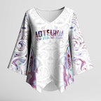Custom New Zealand Aotearoa Kimono Sleeve Blouse Pink Maori Paua Shell Indigenous - Aussie Hoodie