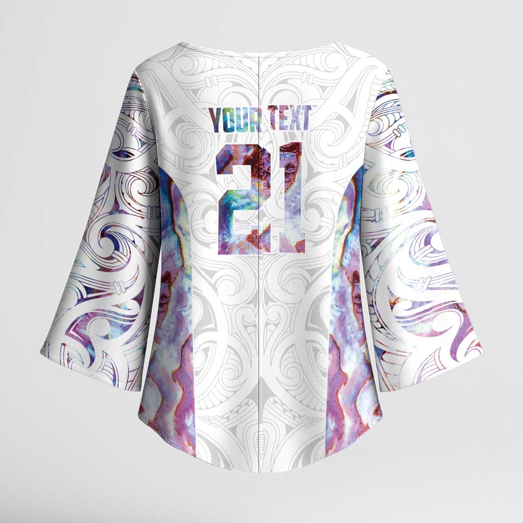 Custom New Zealand Aotearoa Kimono Sleeve Blouse Pink Maori Paua Shell Indigenous - Aussie Hoodie
