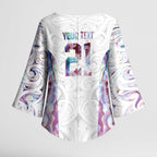 Custom New Zealand Aotearoa Kimono Sleeve Blouse Pink Maori Paua Shell Indigenous - Aussie Hoodie
