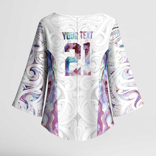 Custom New Zealand Aotearoa Kimono Sleeve Blouse Pink Maori Paua Shell Indigenous - Aussie Hoodie