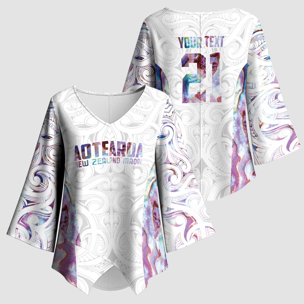 Custom New Zealand Aotearoa Kimono Sleeve Blouse Pink Maori Paua Shell Indigenous - Aussie Hoodie
