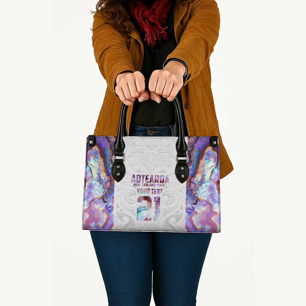 Custom New Zealand Aotearoa Leather Bag Pink Maori Paua Shell Indigenous - Aussie Hoodie