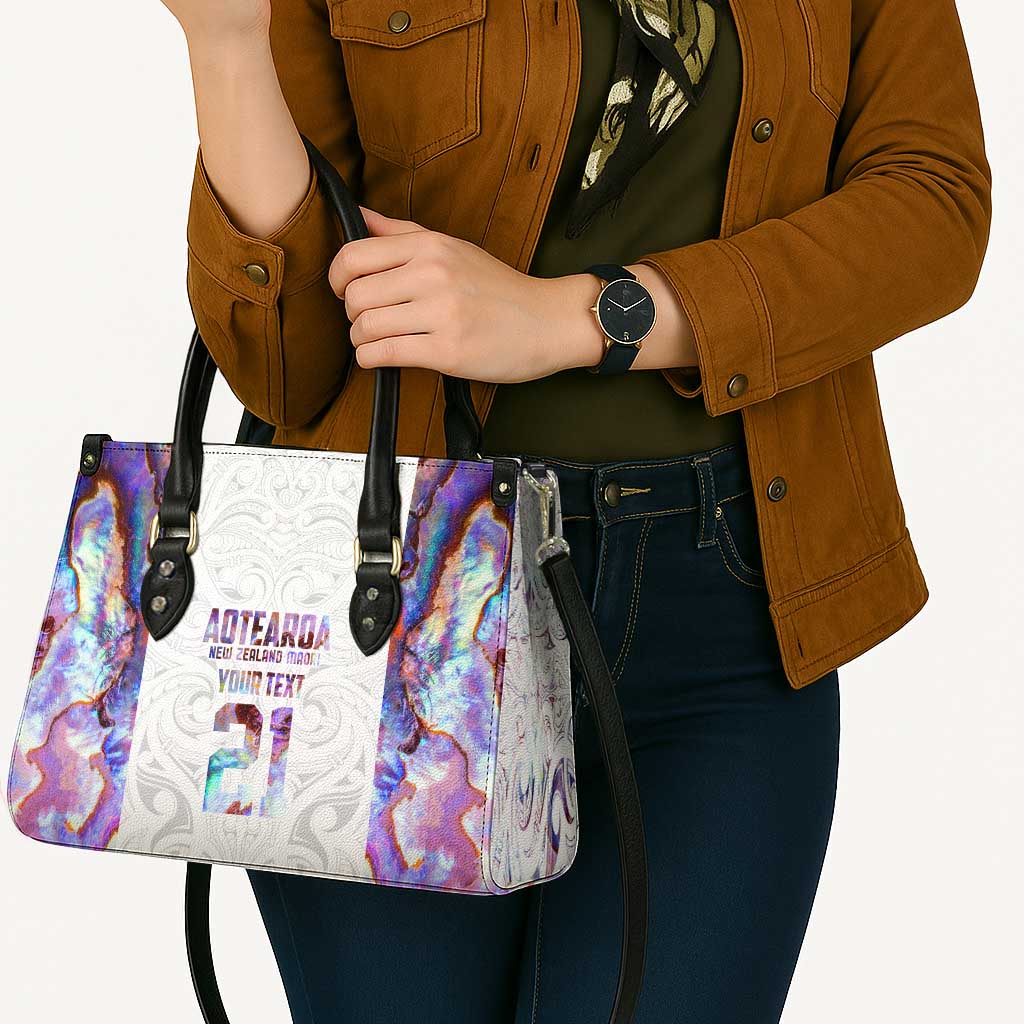 Custom New Zealand Aotearoa Leather Bag Pink Maori Paua Shell Indigenous - Aussie Hoodie