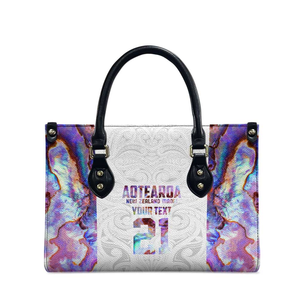 Custom New Zealand Aotearoa Leather Bag Pink Maori Paua Shell Indigenous - Aussie Hoodie