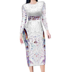 Custom New Zealand Aotearoa Long Sleeve Bodycon Dress Pink Maori Paua Shell Indigenous - Aussie Hoodie