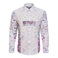 Custom New Zealand Aotearoa Long Sleeve Button Shirt Pink Maori Paua Shell Indigenous - Aussie Hoodie