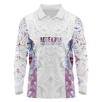 Custom New Zealand Aotearoa Long Sleeve Polo Shirt Pink Maori Paua Shell Indigenous - Aussie Hoodie