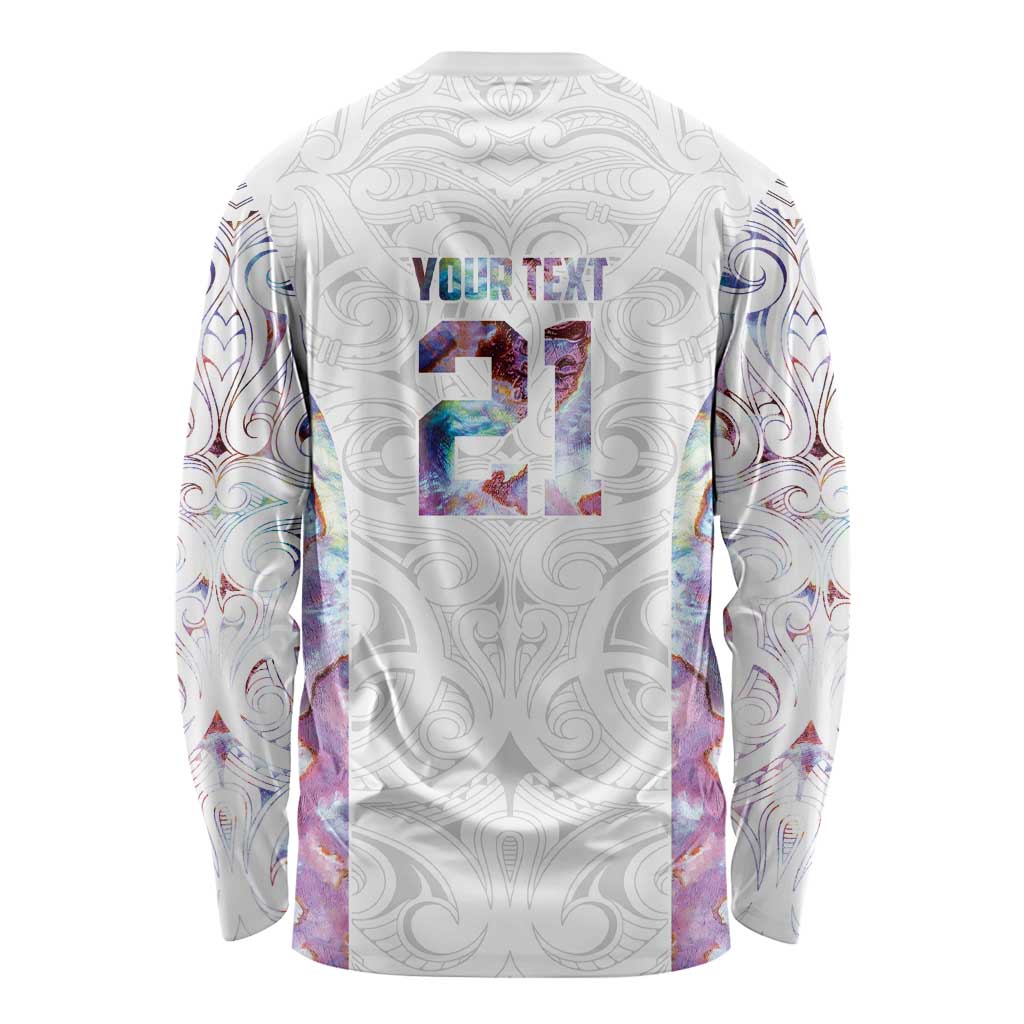 Custom New Zealand Aotearoa Long Sleeve Shirt Pink Maori Paua Shell Indigenous - Aussie Hoodie
