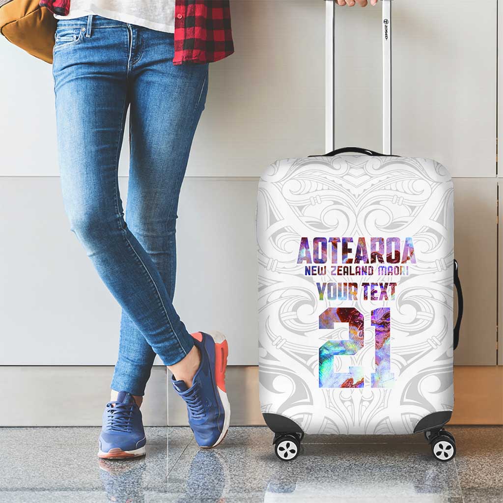 Custom New Zealand Aotearoa Luggage Cover Pink Maori Paua Shell Indigenous - Aussie Hoodie