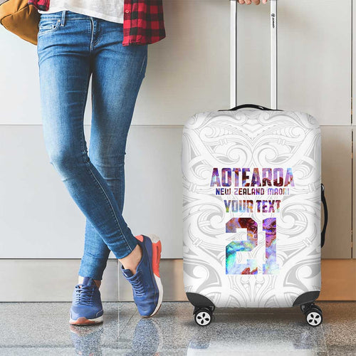 Custom New Zealand Aotearoa Luggage Cover Pink Maori Paua Shell Indigenous - Aussie Hoodie