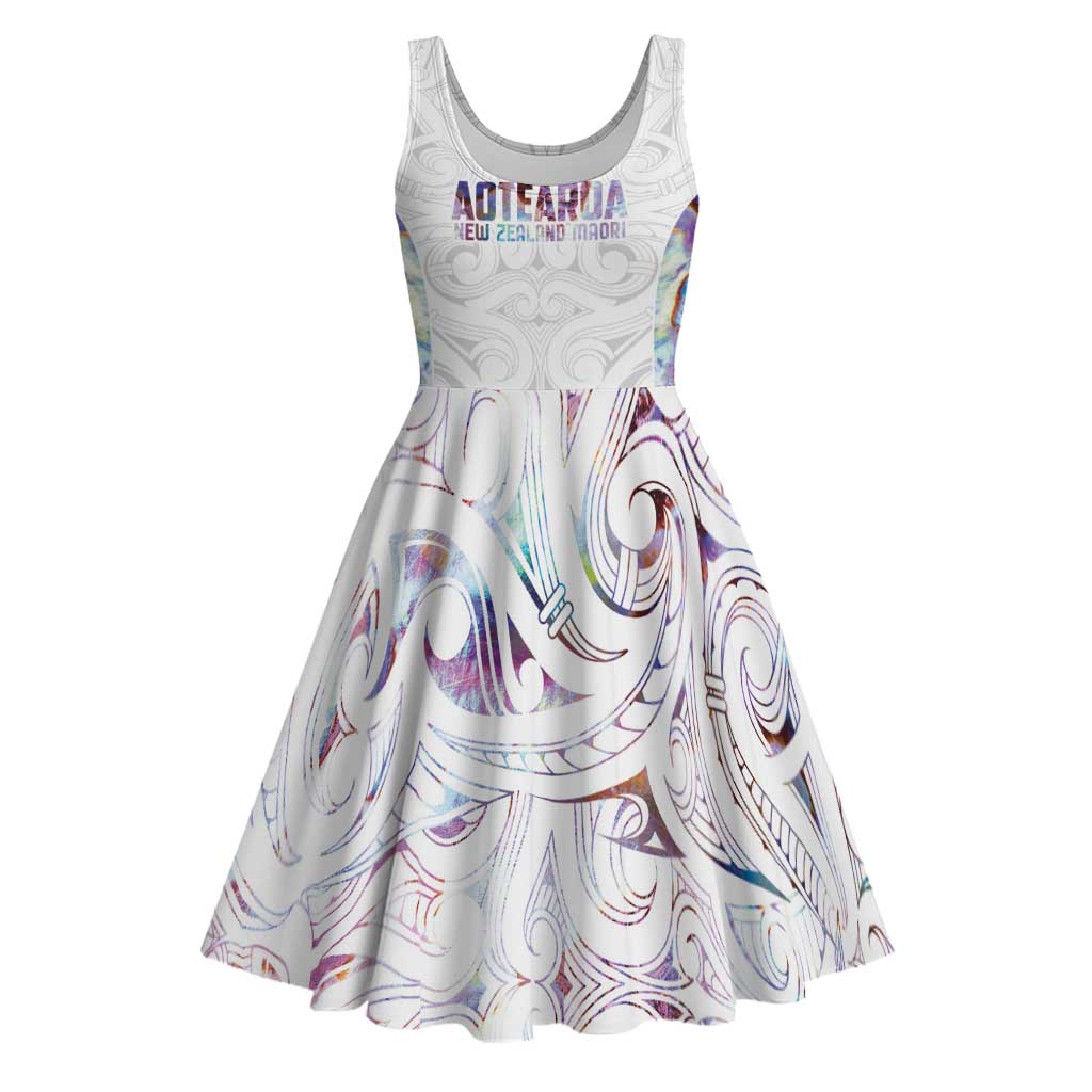 Custom New Zealand Aotearoa Midi Dress Pink Maori Paua Shell Indigenous - Aussie Hoodie