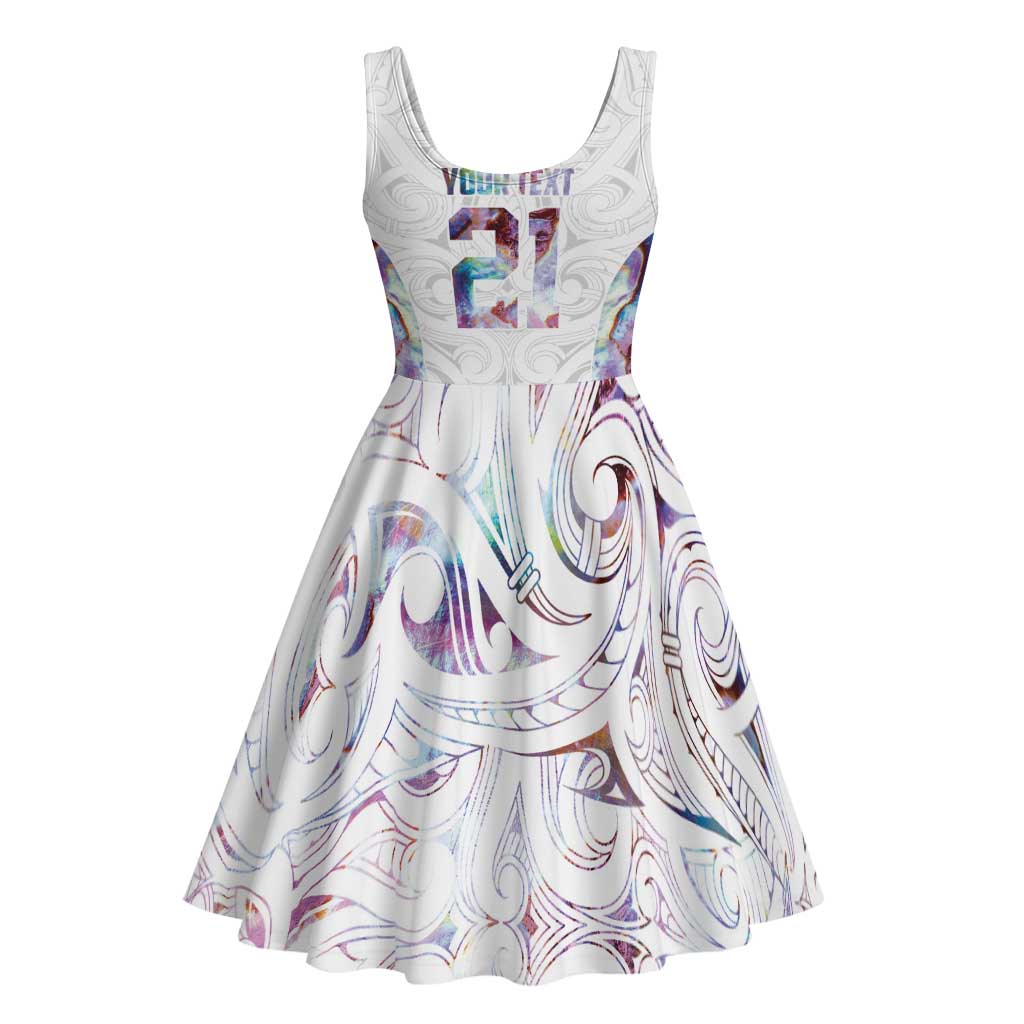Custom New Zealand Aotearoa Midi Dress Pink Maori Paua Shell Indigenous - Aussie Hoodie