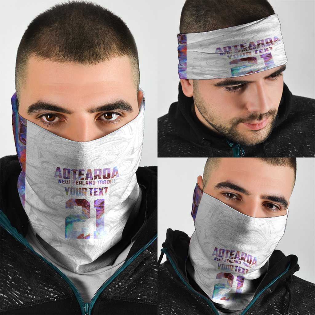 Custom New Zealand Aotearoa Neck Gaiter Pink Maori Paua Shell Indigenous LT9