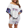 Custom New Zealand Aotearoa Off Shoulder Short Dress Pink Maori Paua Shell Indigenous - Aussie Hoodie