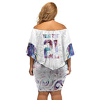 Custom New Zealand Aotearoa Off Shoulder Short Dress Pink Maori Paua Shell Indigenous - Aussie Hoodie