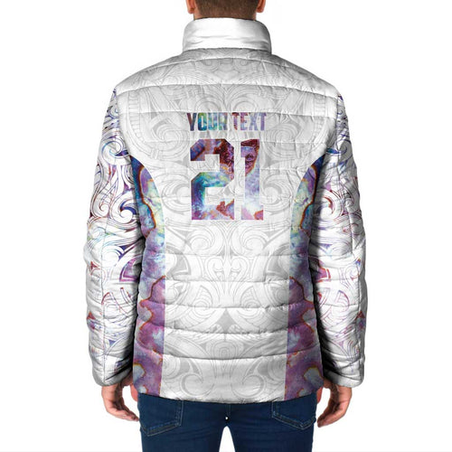 Custom New Zealand Aotearoa Padded Jacket Pink Maori Paua Shell Indigenous - Aussie Hoodie