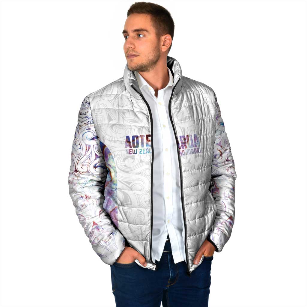 Custom New Zealand Aotearoa Padded Jacket Pink Maori Paua Shell Indigenous - Aussie Hoodie