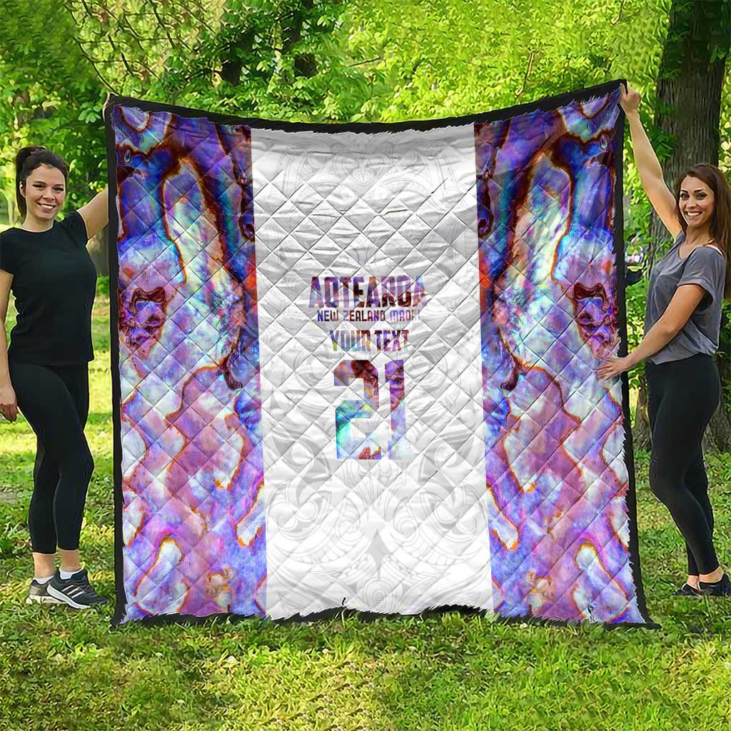 Custom New Zealand Aotearoa Quilt Pink Maori Paua Shell Indigenous - Aussie Hoodie