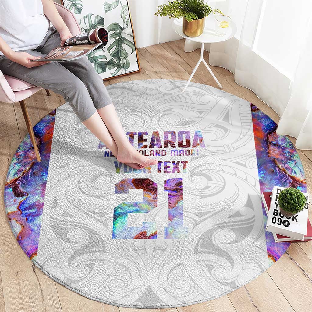 Custom New Zealand Aotearoa Round Carpet Pink Maori Paua Shell Indigenous - Aussie Hoodie