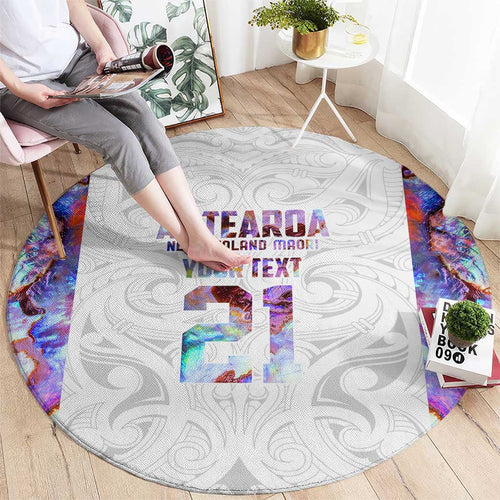 Custom New Zealand Aotearoa Round Carpet Pink Maori Paua Shell Indigenous - Aussie Hoodie