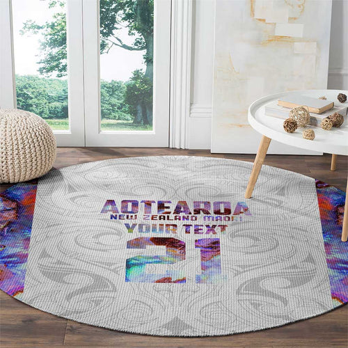 Custom New Zealand Aotearoa Round Carpet Pink Maori Paua Shell Indigenous - Aussie Hoodie