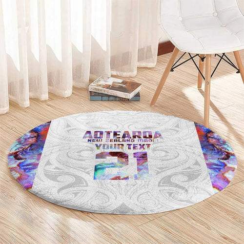 Custom New Zealand Aotearoa Round Carpet Pink Maori Paua Shell Indigenous - Aussie Hoodie