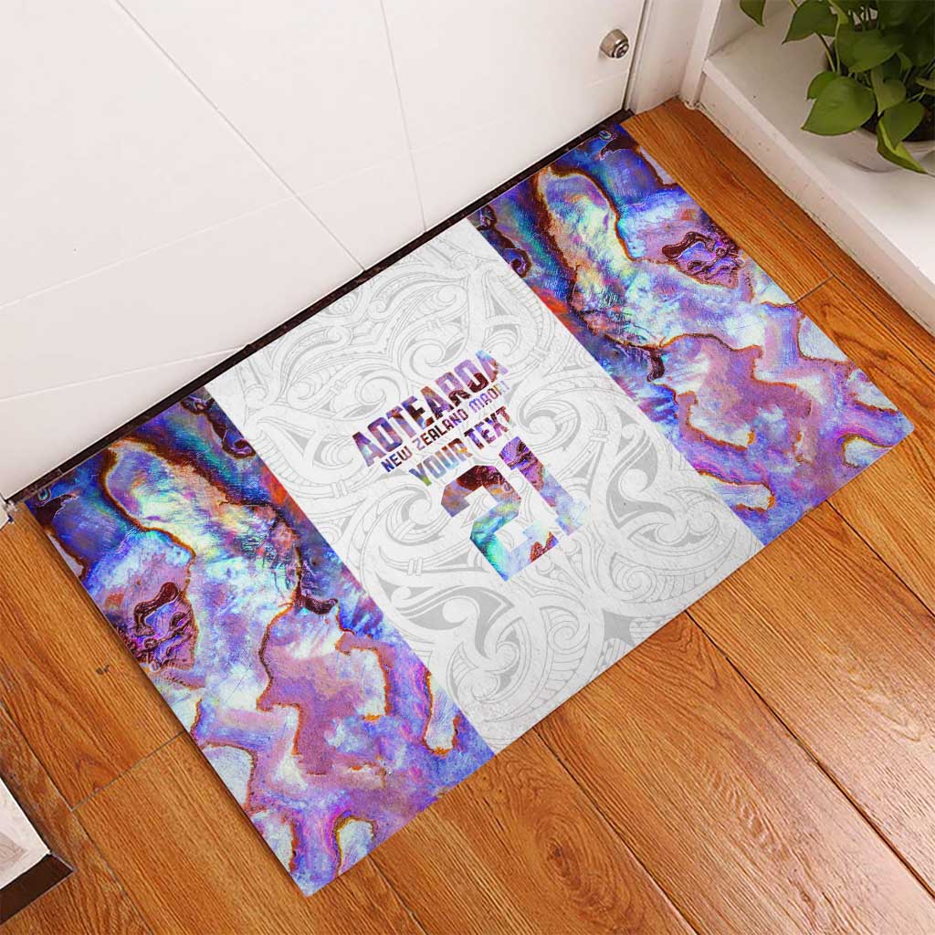 Custom New Zealand Aotearoa Rubber Doormat Pink Maori Paua Shell Indigenous - Aussie Hoodie