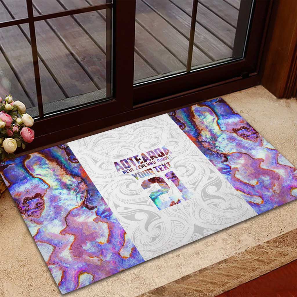 Custom New Zealand Aotearoa Rubber Doormat Pink Maori Paua Shell Indigenous - Aussie Hoodie