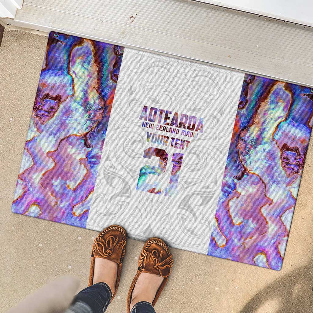 Custom New Zealand Aotearoa Rubber Doormat Pink Maori Paua Shell Indigenous - Aussie Hoodie