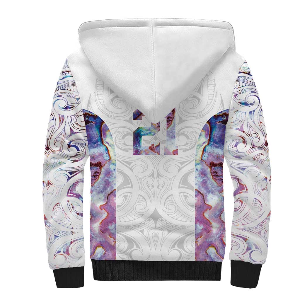 Custom New Zealand Aotearoa Sherpa Hoodie Pink Maori Paua Shell Indigenous - Aussie Hoodie