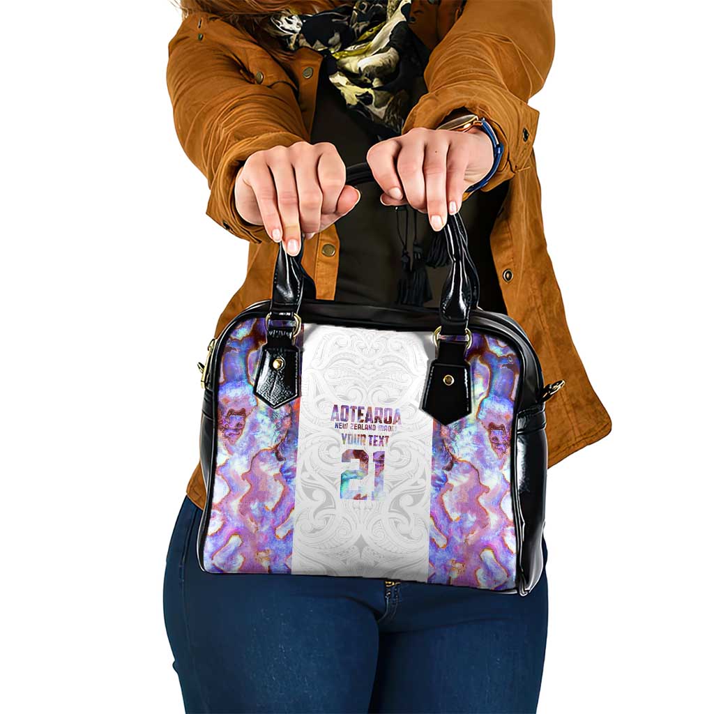 Custom New Zealand Aotearoa Shoulder Handbag Pink Maori Paua Shell Indigenous - Aussie Hoodie