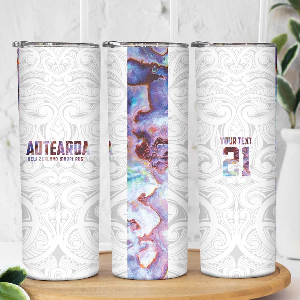Custom New Zealand Aotearoa Skinny Tumbler Pink Maori Paua Shell Indigenous - Aussie Hoodie