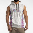 Custom New Zealand Aotearoa Sleeveless Zip Hoodie Pink Maori Paua Shell Indigenous LT9