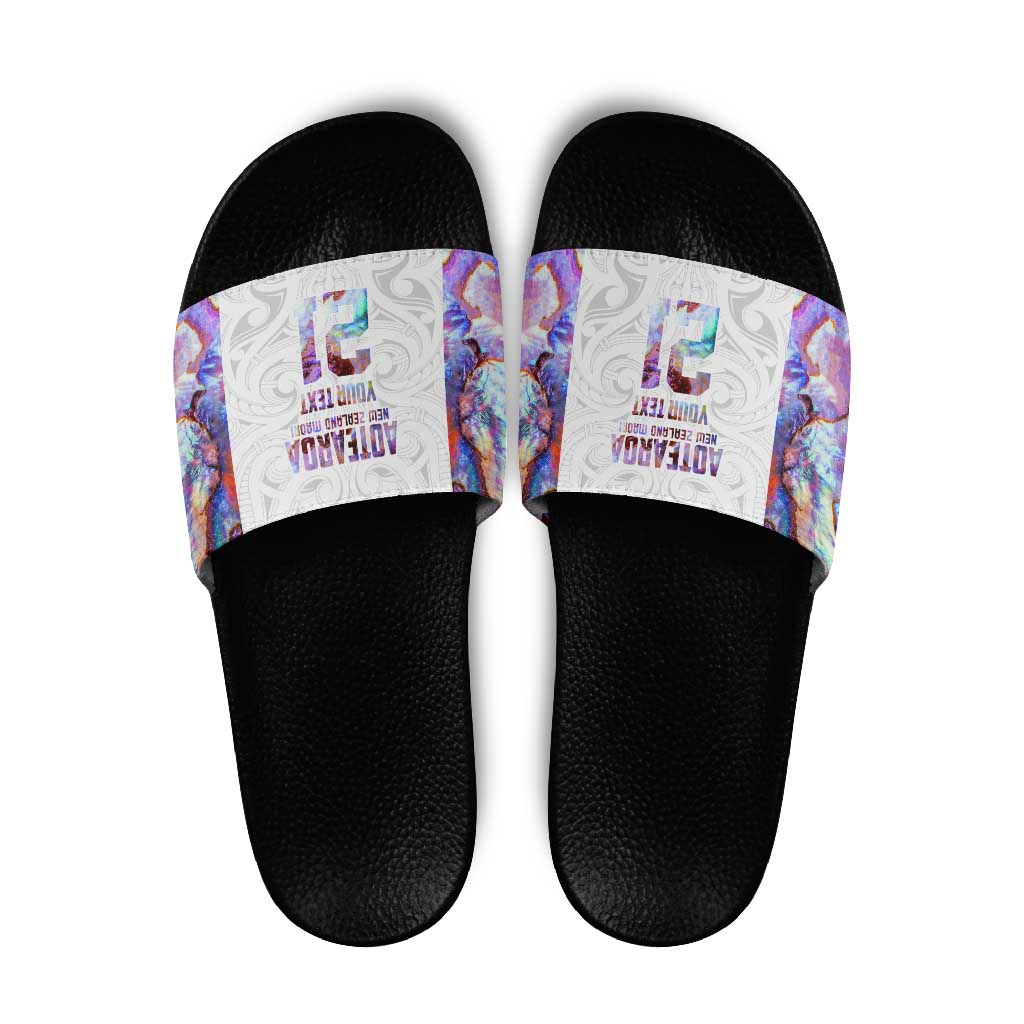 Custom New Zealand Aotearoa Slide Sandals Pink Maori Paua Shell Indigenous - Aussie Hoodie