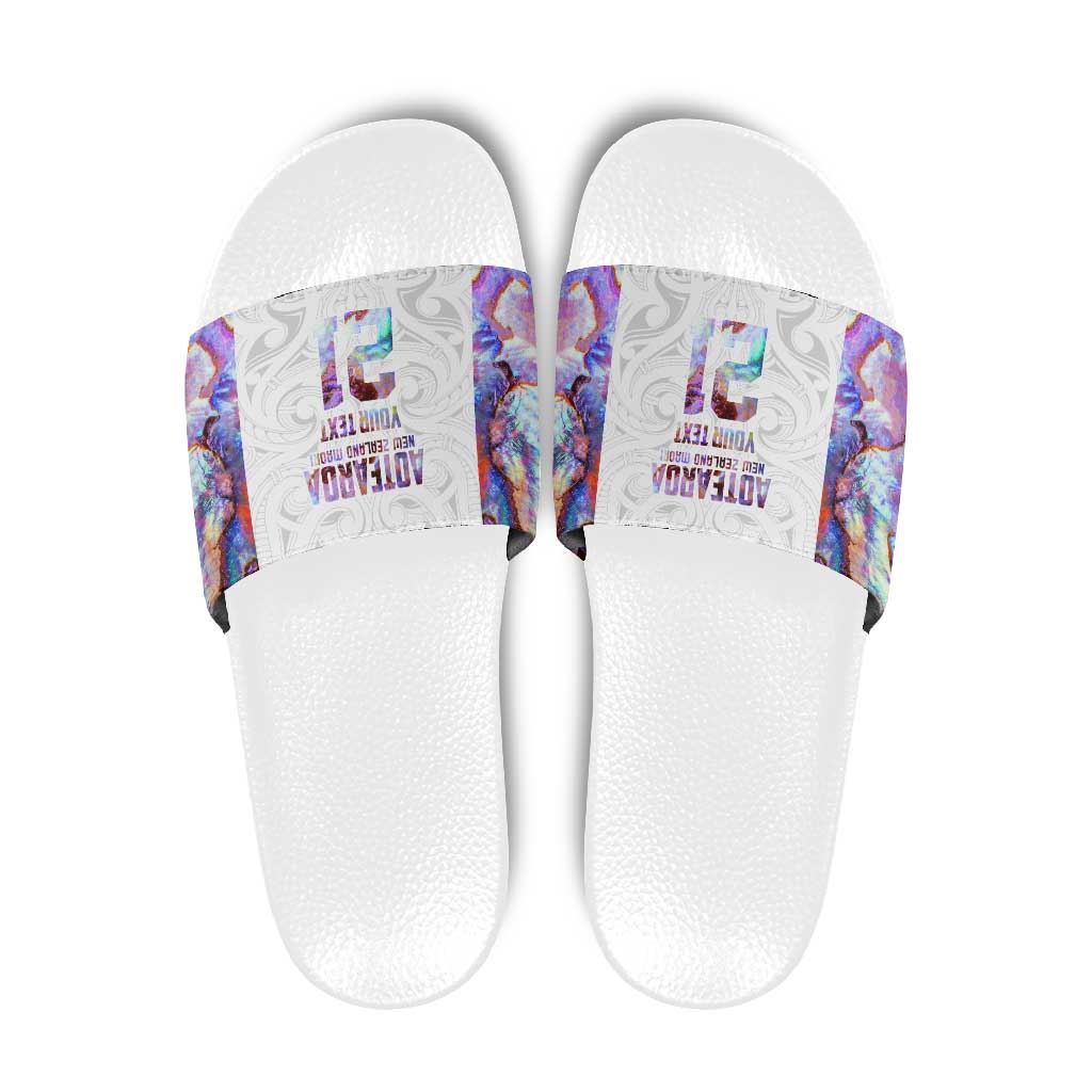 Custom New Zealand Aotearoa Slide Sandals Pink Maori Paua Shell Indigenous - Aussie Hoodie